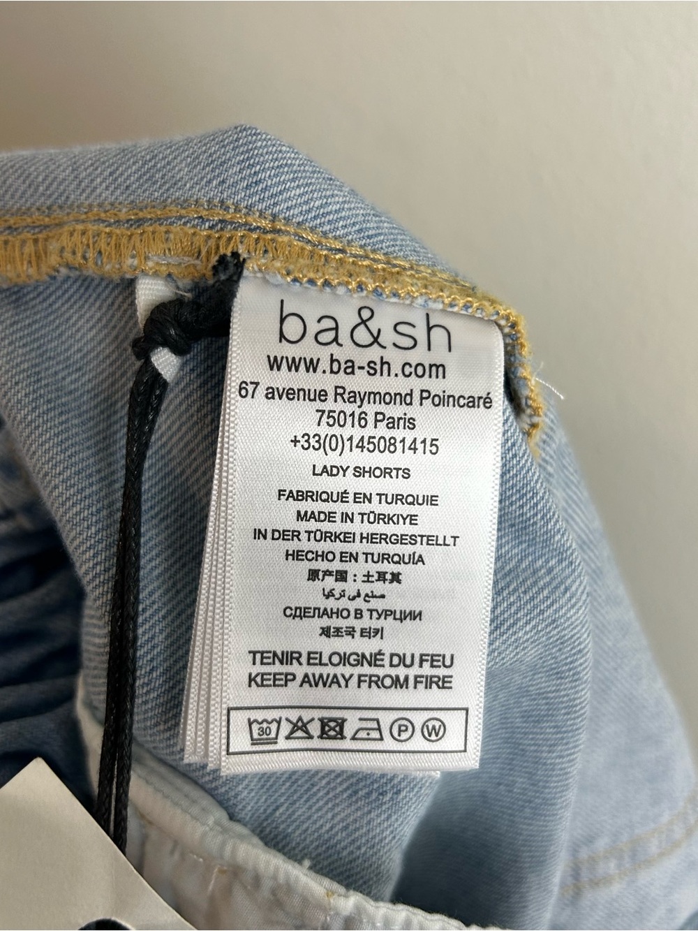 NWT ba&sh Mabo Paperbag High-Waist Denim Shorts Light Wash Organic Cotton 40/L - Picture 12 of 13